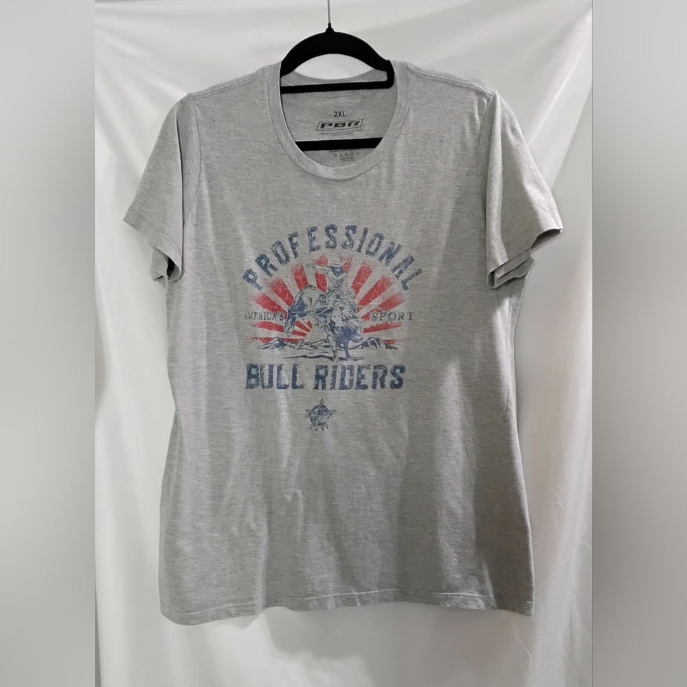 PBR Professional Bull Riders T-Shirt Ladies 2XL Gray America's Sport Cowboy